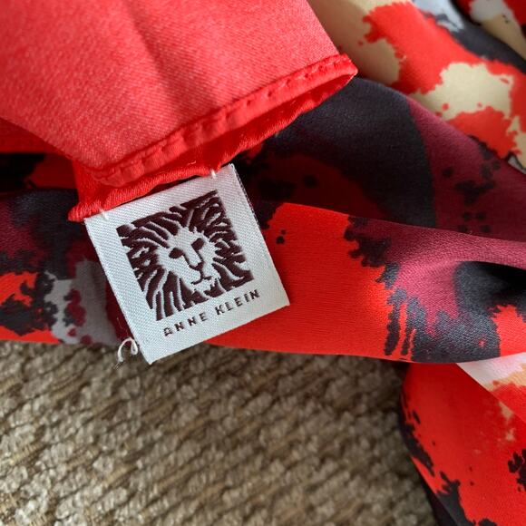 Designer Anne Klein Polyester Oblong Fashion Scarf RED Dappling Splotches - Picture 7 of 7